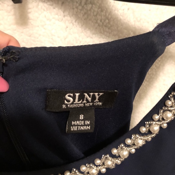 Navy Blue Ruffle Dress - Picture 4 of 6